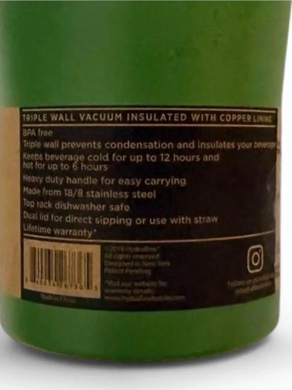 Brand New HydraFlow Green Capri Travel Tumbler with Handle and Straw